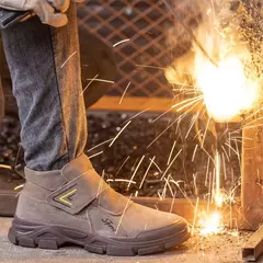 Botas masculinas de construção anti-quebra, sapatos de segurança anti-perfuração, botas de aço, à prova de escaldão, soldagem indestrutível