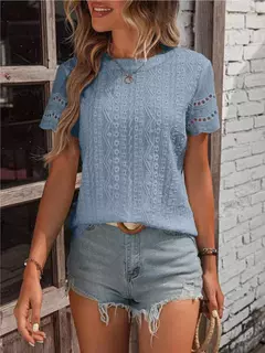 Imagem do Camiseta feminina de algodão topos 2024 verão rua oco para fora simples cor sólida v camisa casual y2k t camisa branca blusa mujer moda