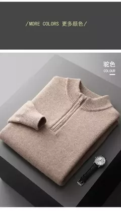 Suéter de malha de caxemira masculino, casaco de alta qualidade, gola meia altura, pulôver grosso, quente, tamanho grande, 100% lã, brincalhão, jovem, inverno, novo