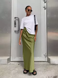 Mulheres cetim saia trompete preta, cintura alta, fina, longa, monocromática, elegante, escritório, feminina, moda, primavera, verão - comprar online