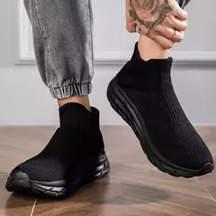 Imagem do Tênis de malha respirável para homens e mulheres, meias casuais, tênis esportivo, botas de tornozelo, tênis slip-on, moda