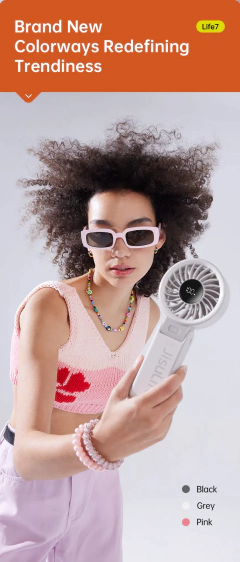 Ventilador portátil JISULIFE com display LED, 5 velocidades, 5000mAh,150 ° Dobado, ventilador pessoal multifuncional de mão/mesa/pescoço 3 em 1 - comprar online