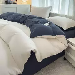 Conjunto de cama de tecido com escova de cor sólida, 2 lados, 4 peças, capa de edredom, fronha, lençol, colcha, único, queen, king size na internet