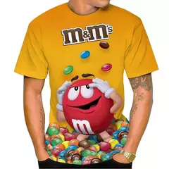 Imagem do M & m's-Feijão Chocolate Masculino e Feminino T-shirt Estampada em 3D, Casual, Gola Redonda, Manga Curta, Engraçado, Camiseta Infantil, Tops Fofos