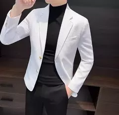 Imagem do Blazer fino preto slim fit masculino, jaquetas masculinas, casaco de negócios, estilista de luxo, roupas de alta qualidade, novo, 2021