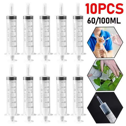 Seringa de Alimentação sem Agulha, Enchimento de Cola, Enema, Nutriente Estéril, Rega para Hidroponia Industrial, 60ml, 100ml