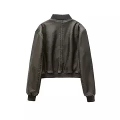 ZVRI-Jaqueta bomber vintage feminina, casaco de couro de imitação, estilo superior, nova, 2023