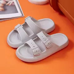 Moda fivela de plataforma grossa chinelos mulher em casa sola macia eva nuvem slides sandálias verão 2023 não deslizamento praia flip flops - Wolf Magazine