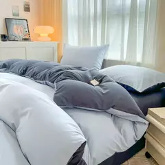 Imagem do Conjunto de cama de tecido com escova de cor sólida, 2 lados, 4 peças, capa de edredom, fronha, lençol, colcha, único, queen, king size
