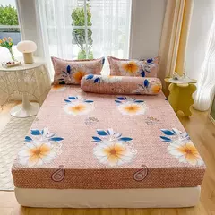Lençol equipado 100% poliéster com elástico para colchão, lençol com quatro cantos, sem fronhas, novo produto, 1 conjunto
