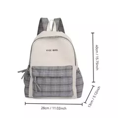 Mochila estudantil retrô com zíper, grande capacidade, mochilas de lona xadrez, mochila feminina - comprar online