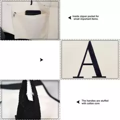 Saco de praia de lona portátil de grande capacidade, sacola de moda, letras, flor, compras ombro, bolsa casual, atacado