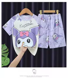 Imagem do Verão novas crianças pijamas de seda leite mangas curtas em torno do pescoço meninos meninas ar condicionado roupas para casa 8-18 polegadas