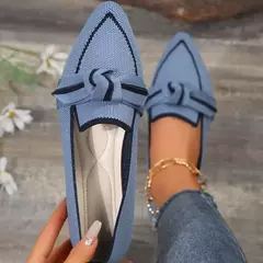 Mocassins femininos de malha, tênis de caminhada casual, tênis respirável, cor sólida confortável, dedo do pé apontado, novo, 2022, 2024 - loja online
