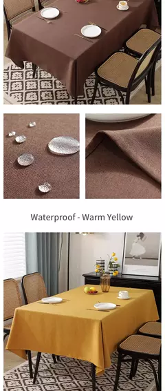 Tela resistente, moderna e simples e engrossada do linho do algodão do óleo impermeável da toalha de mesa de chá, cor sólida - comprar online