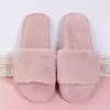 Chinelos peludos antiderrapantes para mulheres, apartamentos interiores casuais, sapatos de chão, chinelos femininos, quentes, monocromáticos, inverno, casa