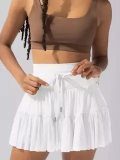 Minissaia plissada de malha de cintura alta feminina, calção de rua feminino, monocromático, casual, curta, moda verão, Y2K, 2022