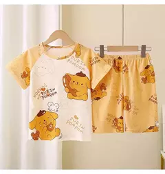 Novo verão crianças pijamas conjunto de 2 peças roupas de ar condicionado para meninos meninas bebê manga curta roupas para casa na moda - Wolf Magazine