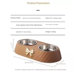 Suprimentos para animais de estimação gravata borboleta bowknot gatos tigela de comida pp base tigela de cão de aço inoxidável duplo acessórios para animais de estimação alimentação beber tigela dupla