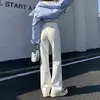 Calça jeans branca de perna larga feminina, com pernas retas, calça casual na moda, ajuste solto, emagrecedor, elegante, nova, 2024