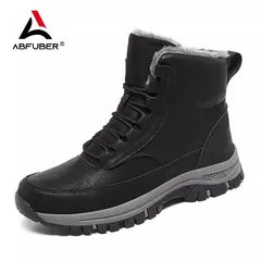 Imagem do Botas de inverno super quente com pele para homens, botas de neve ao ar livre, sapatos impermeáveis, antiderrapante, top alto