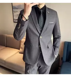 Terno xadrez formal masculino, vestido de noiva noivo, blazer de festa, calças, jaqueta, colete, calças, high-end, casual, escritório, marca na internet