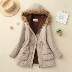 Casaco fino acolchoado de algodão para mulheres, parkas com capuz casual, sobretudo quente acolchoado, outono e inverno, 2023, 2023, emboridery, novo - comprar online