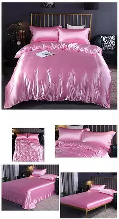 Conjunto De Cama De Luxo Com Capa De Edredão, 100% Seda, Duplo King e Queen Size, Conjuntos De Roupa De Cama, Kit De Capa De Cama, 4PCs na internet