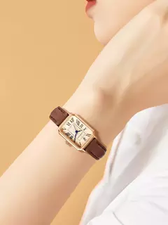 Relógios casuais com mostrador digital para mulheres, pulseira de couro quadrada relógio elegante relógio de pulso de quartzo presente retrô