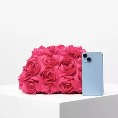 Elegante Rose Clutch Bag para mulheres, Wedding Party Dinner Bag, Clip Bag, presente perfeito para mulheres, padrão aleatório