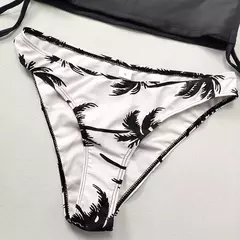 Conjunto de tankini amarrado monocromático feminino, maiô halter, maiô sexy, maiô de praia sem costas, biquíni verão, 2024 - loja online