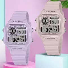 SYNOKE-Digital relógios para mulheres, luminoso, multifunções, impermeável, cronógrafo, relógio de pulso, ao ar livre, meninas, estudante, esportes, nova moda - loja online