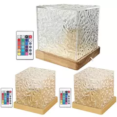 Projetor de ondulação de água rotativo dinâmico, luz noturna, 16 cores, lâmpada de cristal de chama para sala de estar, estudo, quarto, rotação dinâmica