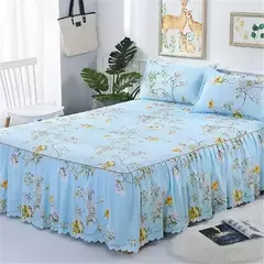 Conjunto de Colcha de Algodão com Bordado, Saia de Cama, Fronhas, Capa de Folha, Rei, Rainha, Duplo, 1.5 m, 1.8 m, 2m, 3 Peças por Conjunto - comprar online