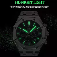 BINBOND-Relógio de pulso masculino impermeável em aço inoxidável, relógio casual, relógio de luxo, data luminosa, calendário, Top Brand, B0161 - Wolf Magazine