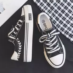 Chunky Platform Canvas Shoes para mulheres, treinadores ao ar livre, tênis casuais para meninas, aumento de altura, treinamento - loja online