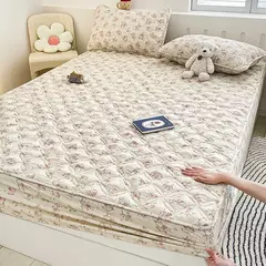 Imagem do Capa de cama acolchoada estilo floral colcha colchão elástico protertor engrossar roupa de cama rsilençóis para casa (sem fronha)