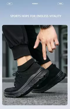 Imagem do Sapato de meias casual confortável masculino, tênis preto para dirigir, novo,