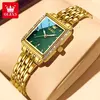 Olevs relógios femininos de luxo dourado aço inoxidável relógio feminino luminoso à prova d' água relógio de pulso de quartzo relógios de moda para mulheres