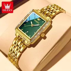 Olevs relógios femininos de luxo dourado aço inoxidável relógio feminino luminoso à prova d' água relógio de pulso de quartzo relógios de moda para mulheres