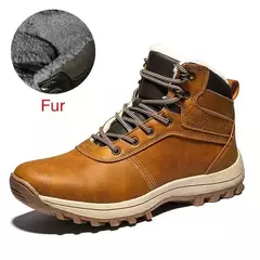 DEKABR-Botas de neve de pele de couro genuíno masculinas, sapato impermeável d