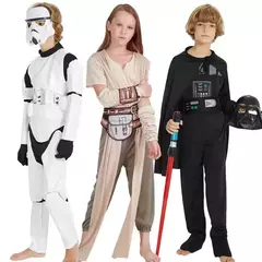 2024 novo traje de guerreiro preto tempestade soldado darth vader anakin skywalker menina guerras rey cosplay festa traje roupas capa máscara
