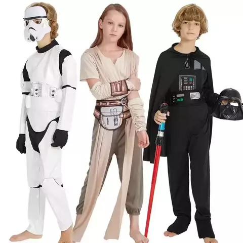 2024 novo traje de guerreiro preto tempestade soldado darth vader anakin skywalker menina guerras rey cosplay festa traje roupas capa máscara