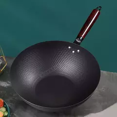 Imagem do Panela de ferro grosso Wok, Panela não revestida de cozinha, Fogão a gás, Fogão de indução, Panelas estilo japonês, 32cm, 2mm