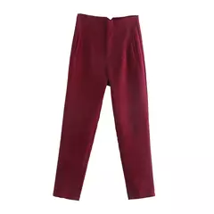 Willshela-Calça reta de cintura alta feminina, calça de zíper frontal, comprimento total, moda feminina chique, vintage - comprar online