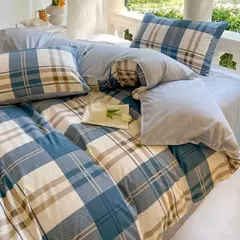 Xadrez Impresso Floral Bedding Set, Check Pattern, Cavalheiro, Capa de edredão, Fronha, Lençol, Quilt Cover, Single, Queen, King Size