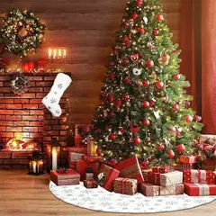 Saia de árvore de natal 48/78/90/122cm, presente de natal, saia de árvore de pele sintética branca para festa de feriado, cerimônia, decorações de árvore de natal