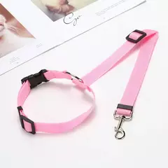 Imagem do Cinto de segurança para animais de estimação, trela de chumbo de nylon, cinto de segurança ajustável para cães, coleira, acessórios para animais de estimação, cor sólida, dois em um