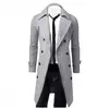 Casaco trench mistura de lã slim fit masculino, jaqueta monocromática, moda casual, alta qualidade, outono, inverno, 2024
