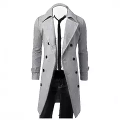 Casaco trench mistura de lã slim fit masculino, jaqueta monocromática, moda casual, alta qualidade, outono, inverno, 2024